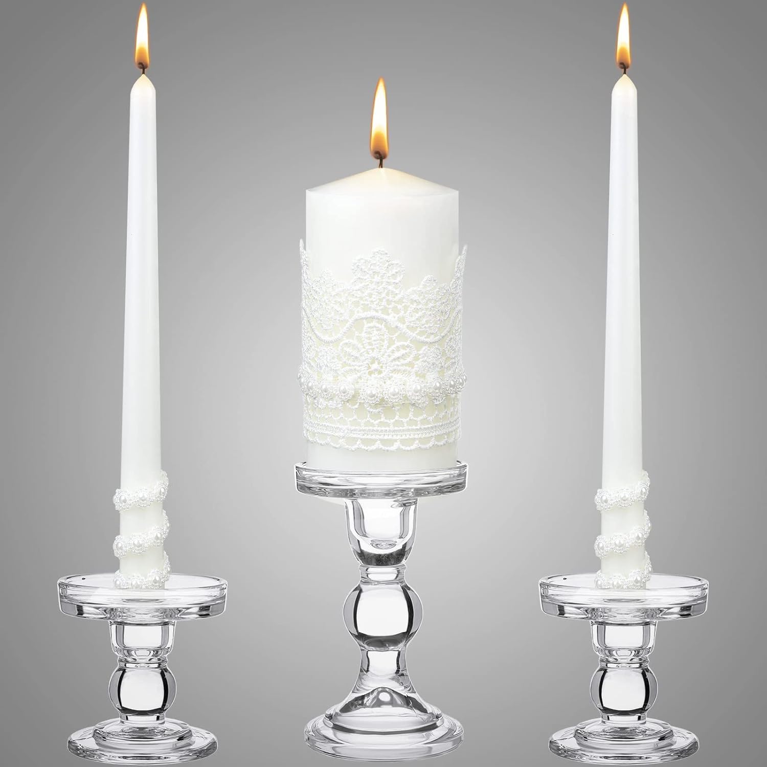 Unity Candles with Holder for Wedding Ceremony and Decor