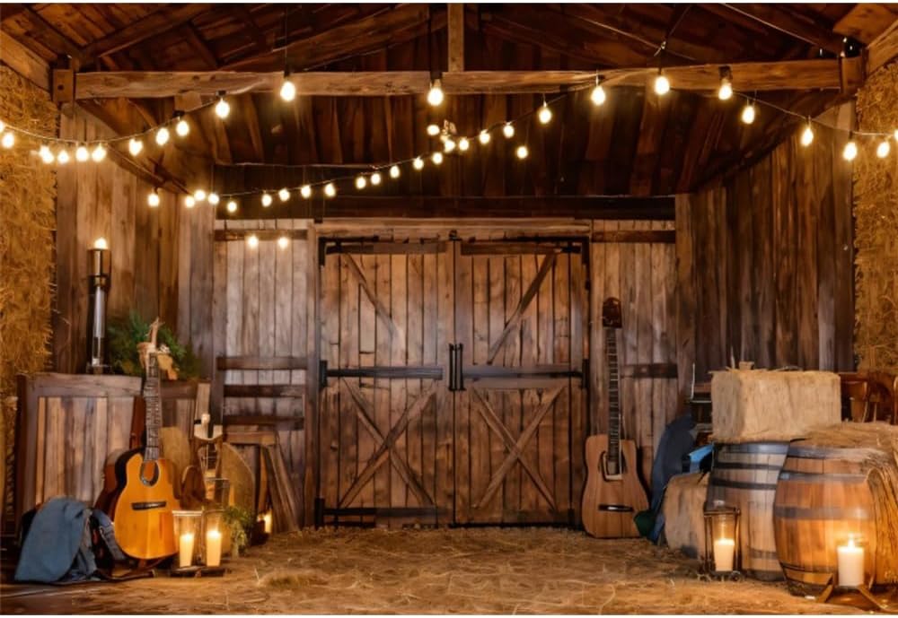 Rustic Barn Backdrop for Cowboy Cowgirl Party Events 10x8ft