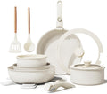 Ceramic Nonstick Cookware Set 17-Piece - Compact, Removable Handles