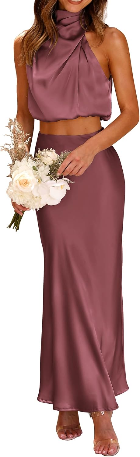 Stylish Women's 2 Piece Satin Outfits for Summer Events