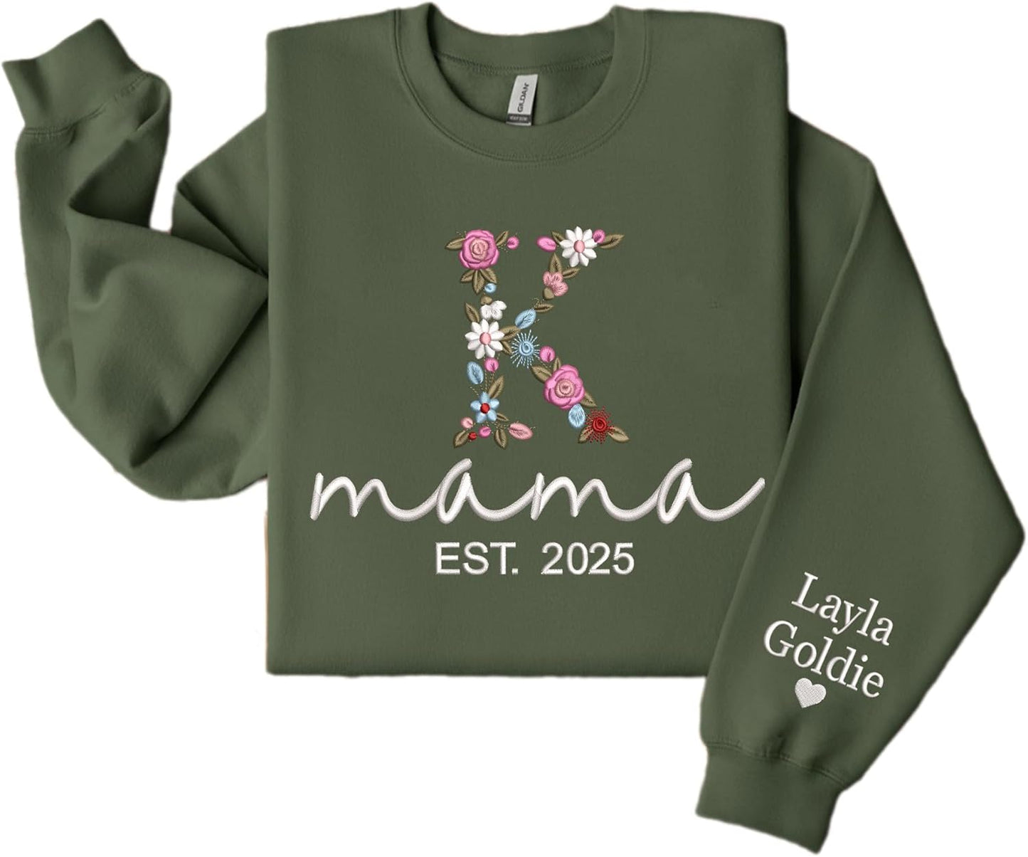 Personalized Floral Letter Sweatshirt - Custom Gift for Mom & Grandma 