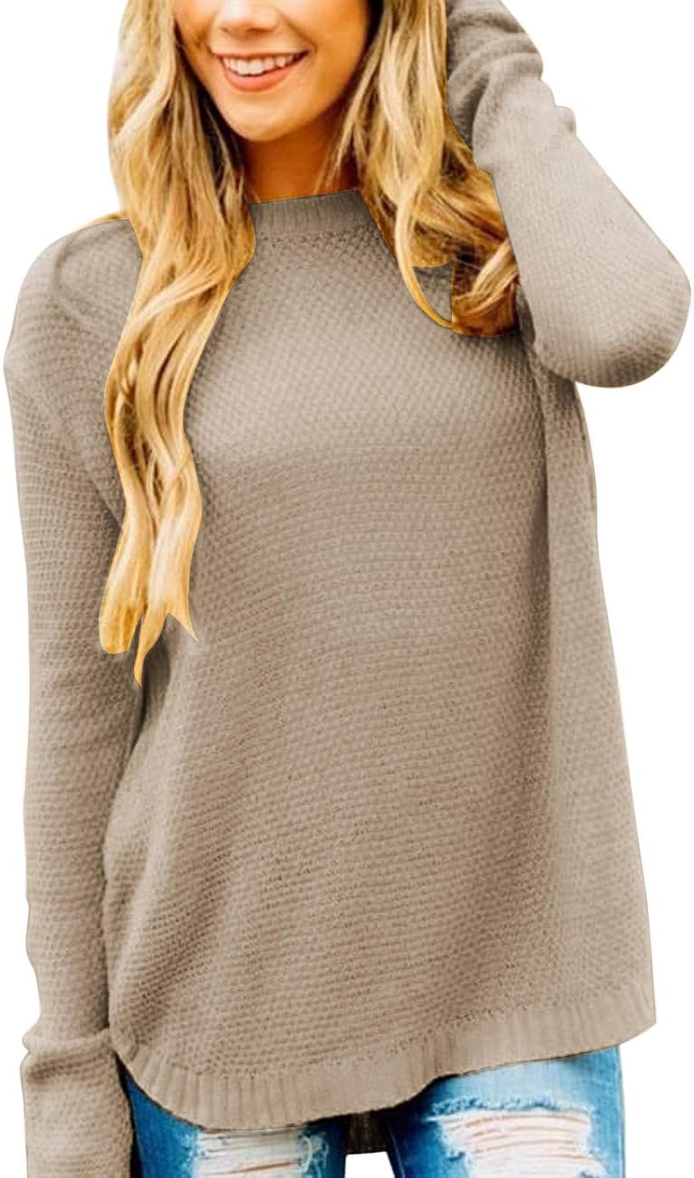 LEANI Womens Long Sleeve Crew Neck Pullover Sweater for Casual Wear