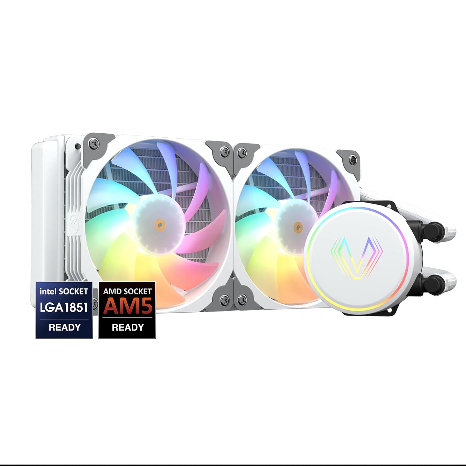 Vetroo V240 White Liquid CPU Cooler with RGB and PWM Fans