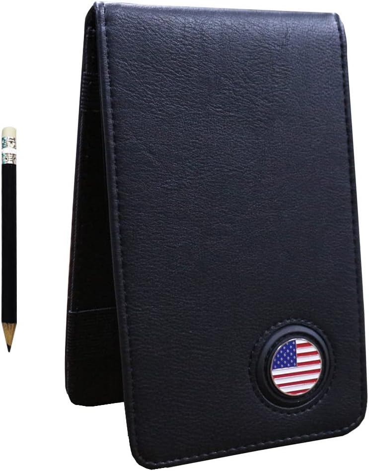 Premium Golf Scorecard Holder with American Flag Ball Marker