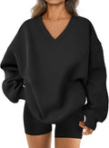 Trendy Queen Womens Oversized V Neck Sweatshirt - Cozy Preppy Style