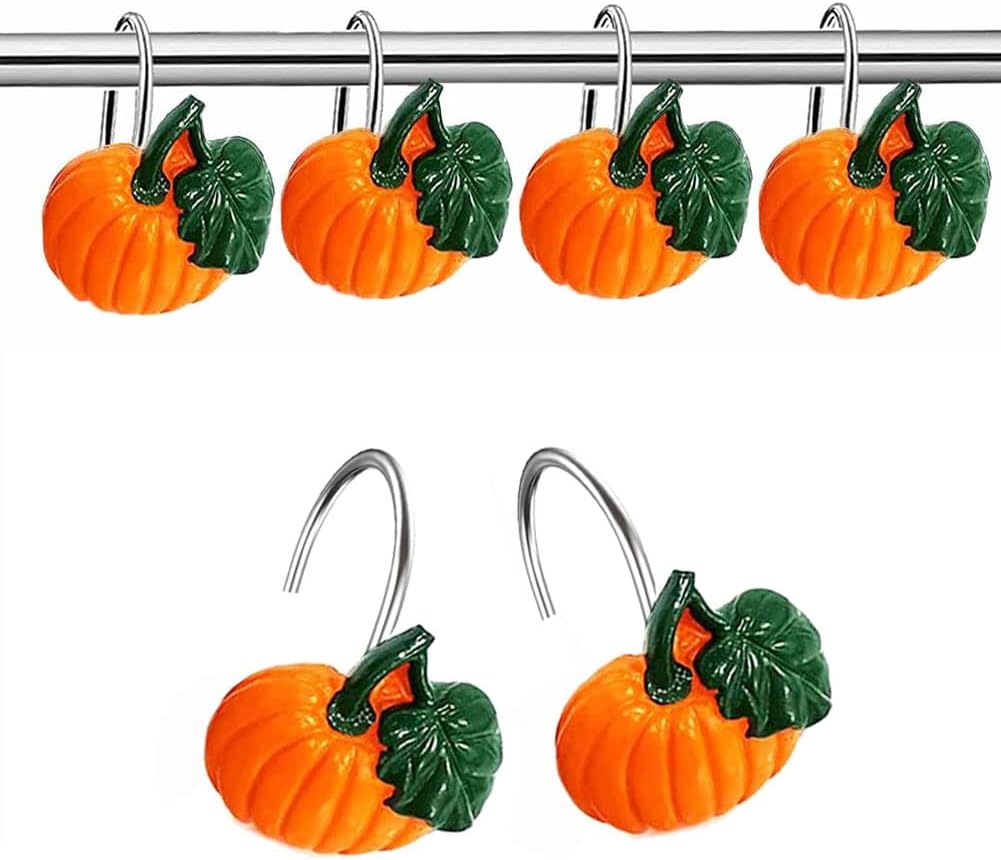 Rust-Proof Halloween Pumpkin Shower Curtain Hooks by Gracelife