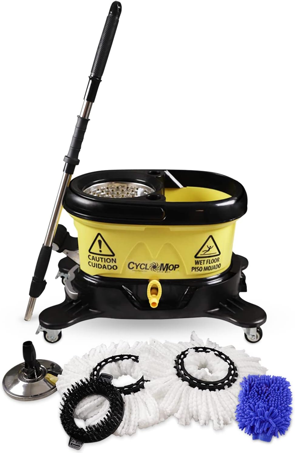 CycloMop Commercial Spinning Mop with Dolly Wheels for Easy Use