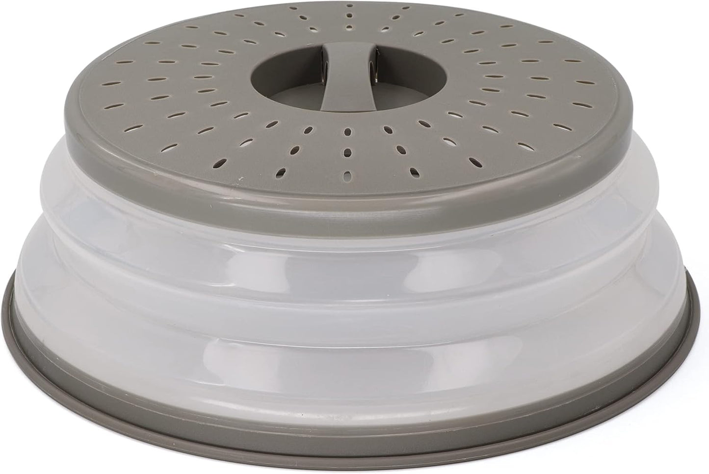 Collapsible Microwave Cover - Easy Grip & Strainer, BPA Free, 10.5 Grey