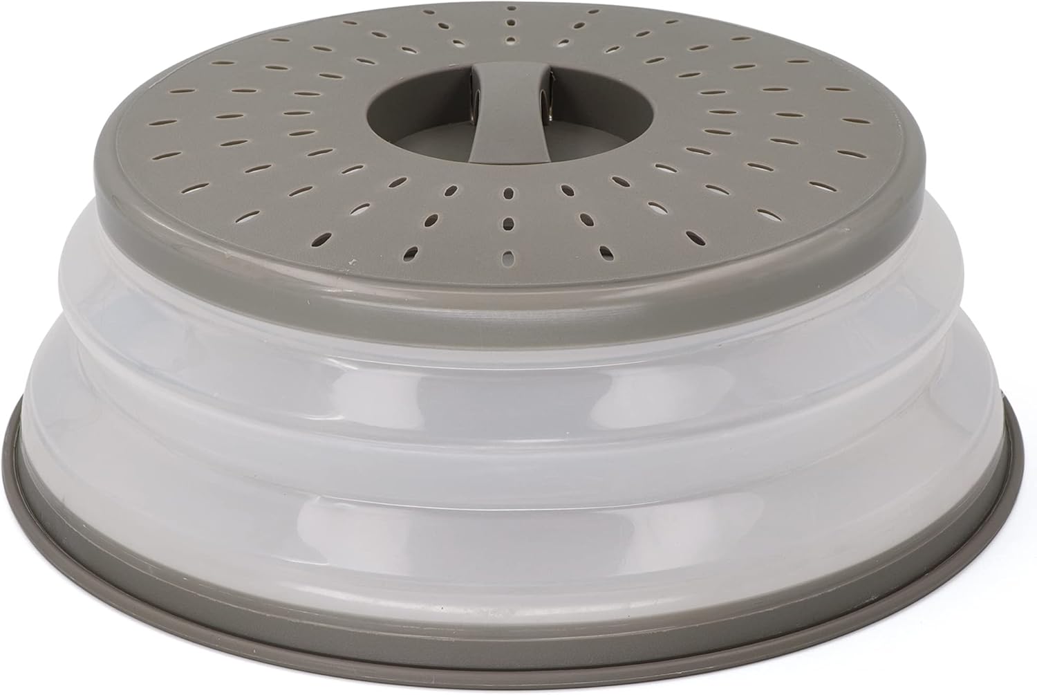 Collapsible Microwave Cover - Easy Grip & Strainer, BPA Free, 10.5 Grey
