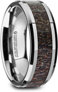 Fawn Tungsten Carbide Wedding Band with Deer Antler Inlay - 8mm