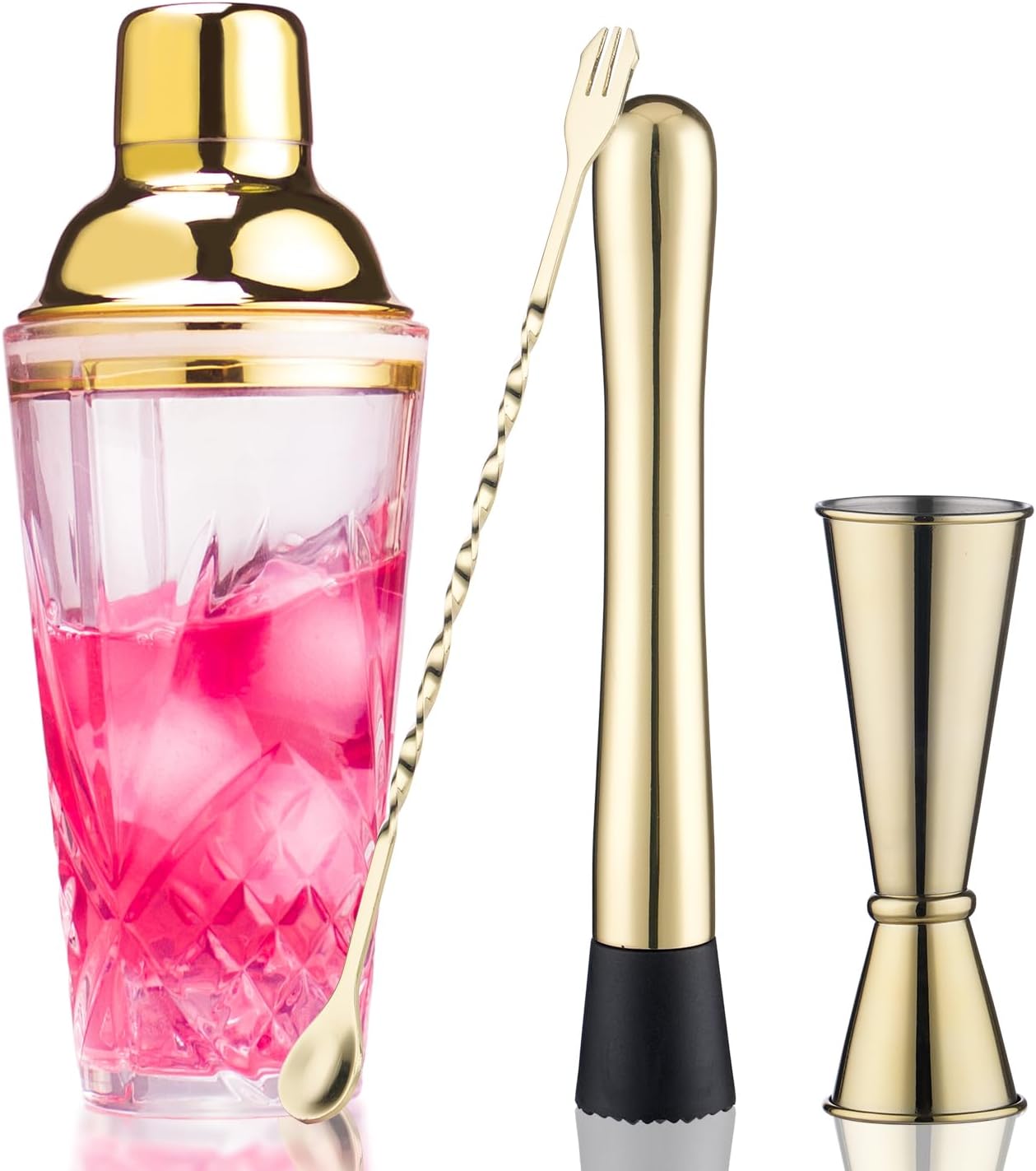 Gold Glass Cocktail Shaker Set - Mix Perfect Drinks!