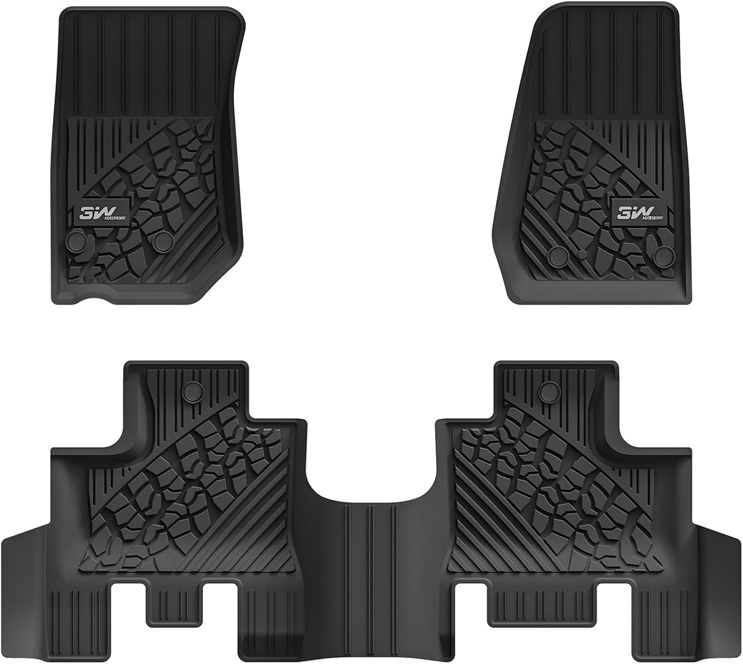 3W Floor Mats for Jeep Wrangler JK 2014-2018 - All Weather Fit