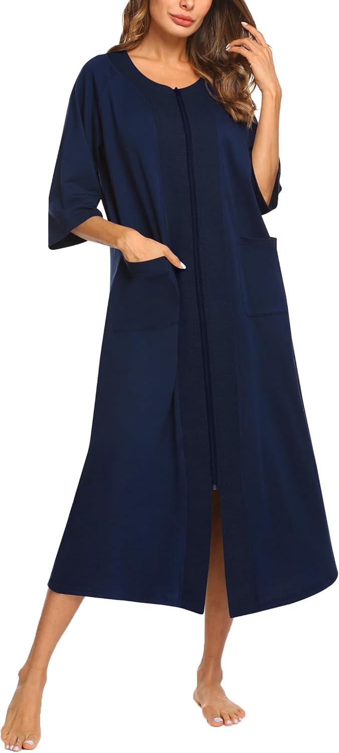 Ekouaer Women's Zipper Robe for Comfort and Style at Home