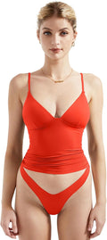 Women Sexy Deep V Neck Sleeveless Fitted Cami Tank Top - Soft Fit