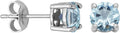 Sterling Silver Round Aquamarine Birthstone Stud Earrings - Classic