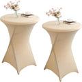 Stretch Spandex Cocktail Tablecloth 2 Pack - Elegant 32x43 Covers for Party,  Wedding, Birthday - Champagne