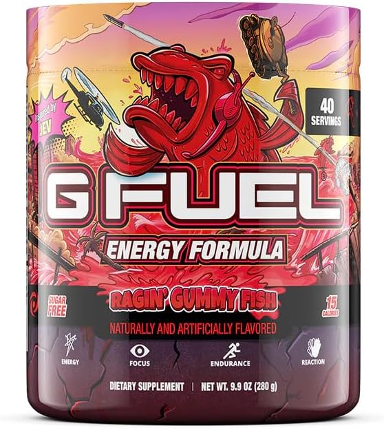 G Fuel Raging Gummy Fish Energy Drink Powder for Focus and Energy
