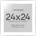 Homeforia 24x24 Silver Picture Frame matted to 20x20 - Gallery Look