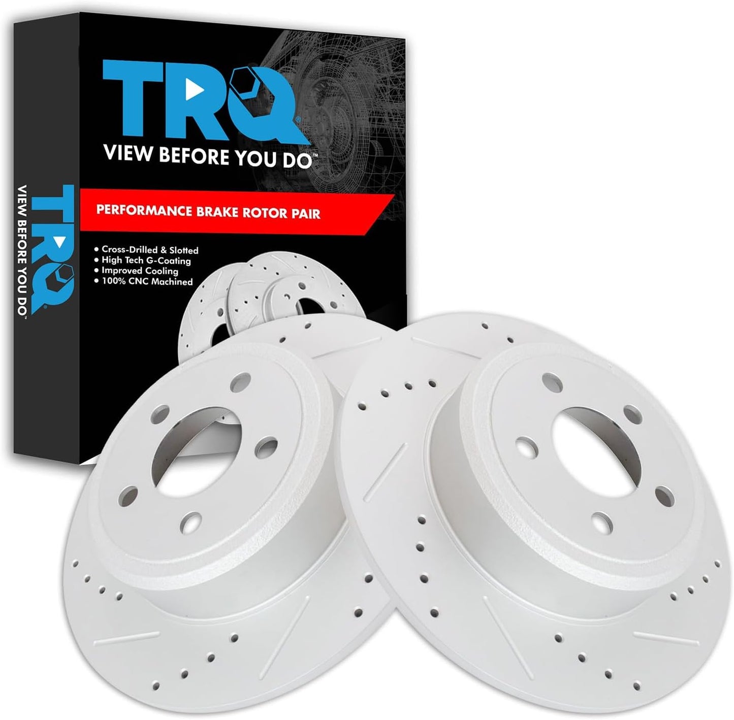TRQ Rear Performance Brake Rotors Set for Chrysler 300 & Dodge