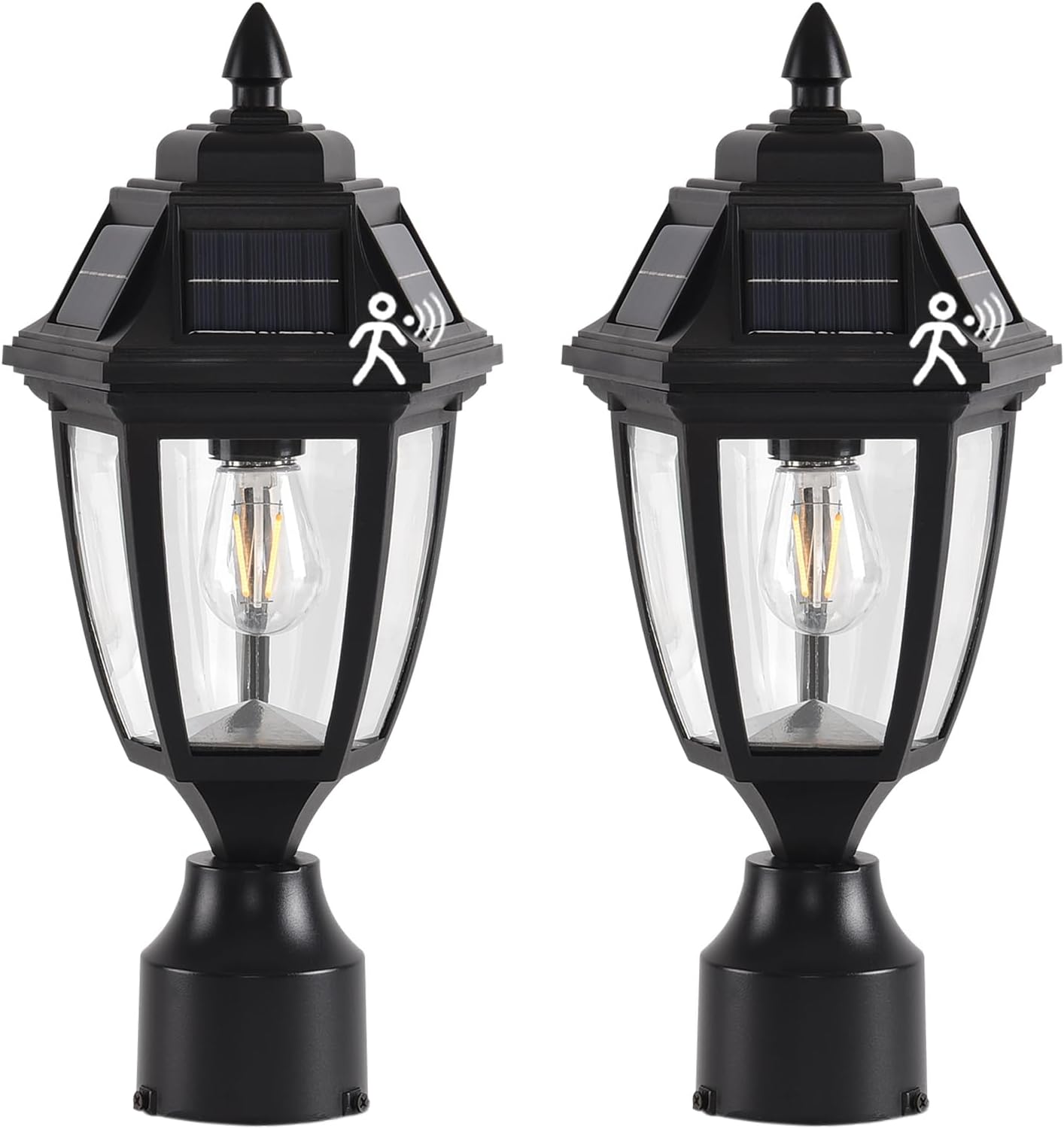 Solar Post Lights 2 Pack with Motion Sensor for Outdoor Use