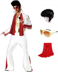 Luming Men's 50s Rock Star Disco Outfit Costume - 5PCS Jumpsuit Set