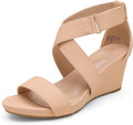 DREAM PAIRS Women's Elastic Ankle Strap Wedge Sandals - Comfortable