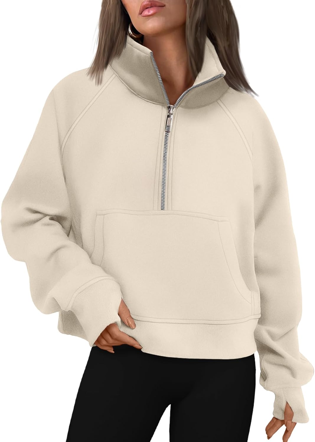 AUTOMET Womens Half Zip Cropped Pullover for Fall Fashion