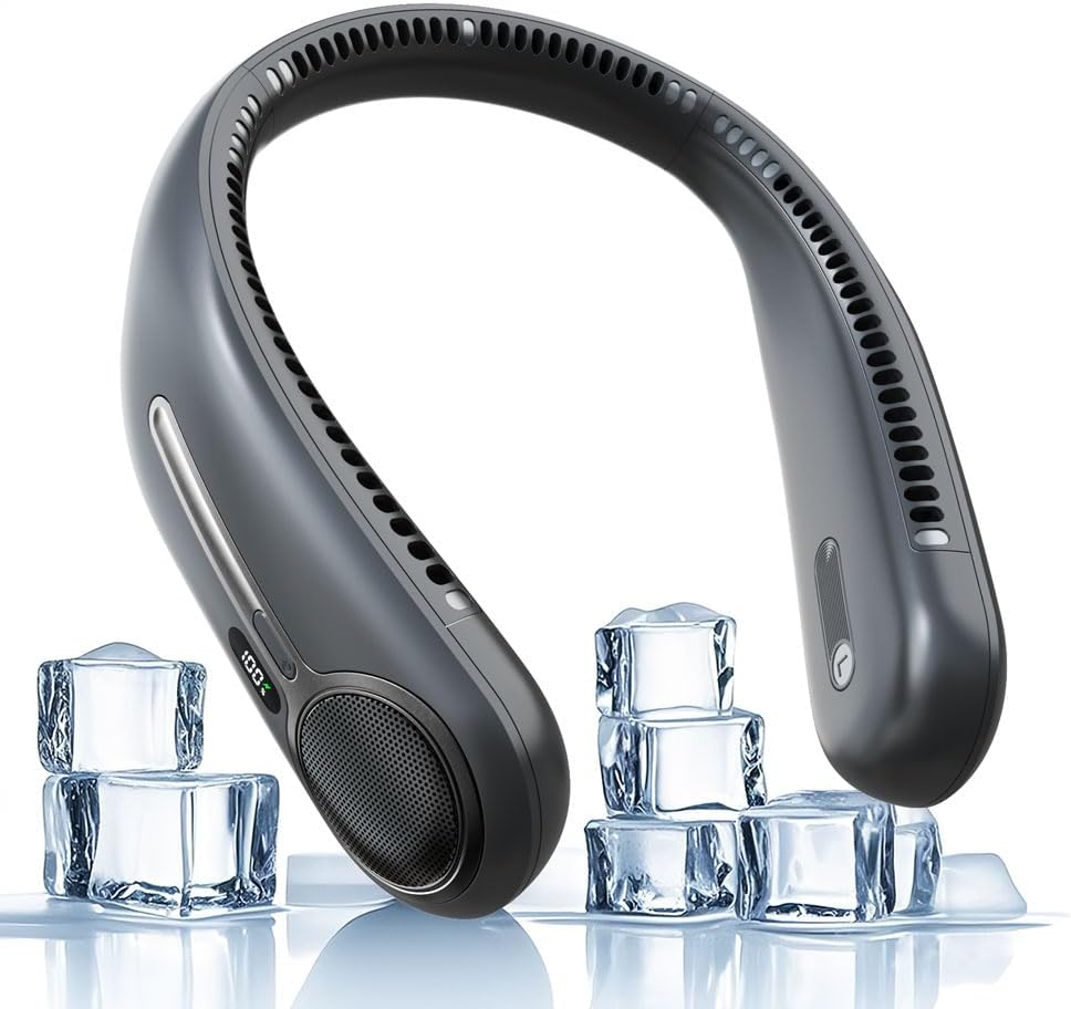 Portable Neck Fan with 360 Cooling and LED Display for Comfort