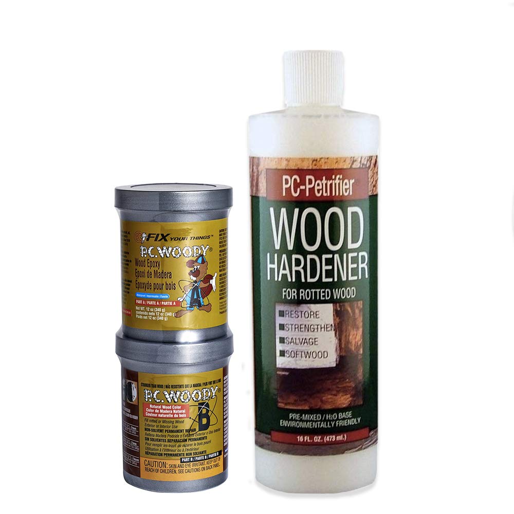 PC-Woody Wood Repair Epoxy Paste and PC-Petrifier Wood Hardener Kit