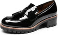 Womens Chunky Penny Loafers - Slip On Platform Heeled Lug Sole