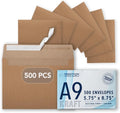MOS A9 Kraft Envelopes 5.75 x 8.75 in 500 Pack - Heavyweight Self-Seal