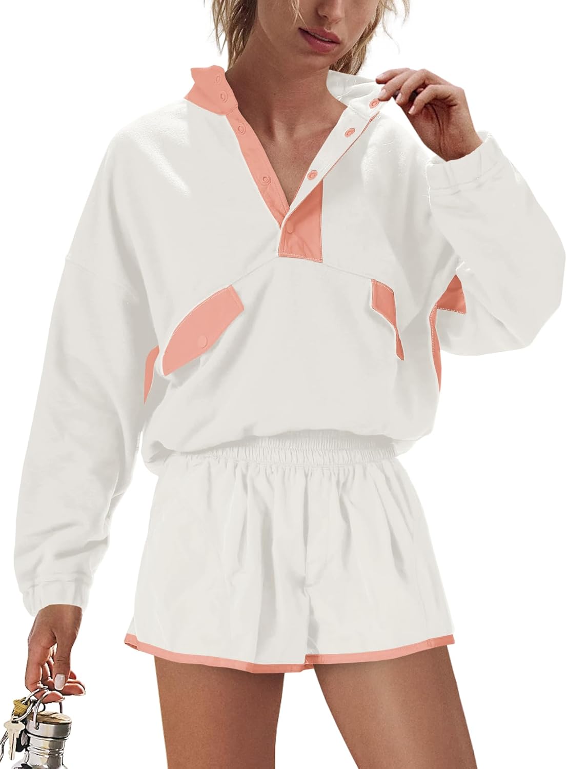 Nirovien Womens Workout Sets Athletic Short Sweat Set Activewear