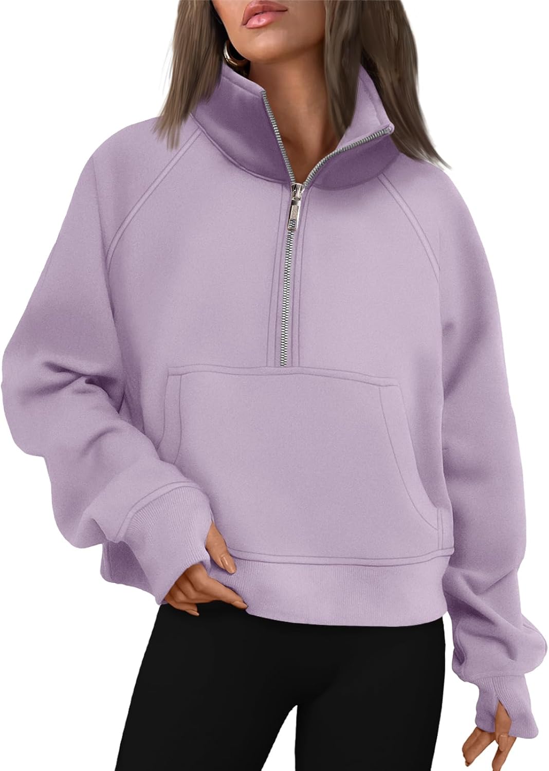 AUTOMET Womens Half Zip Cropped Pullover for Fall Fashion