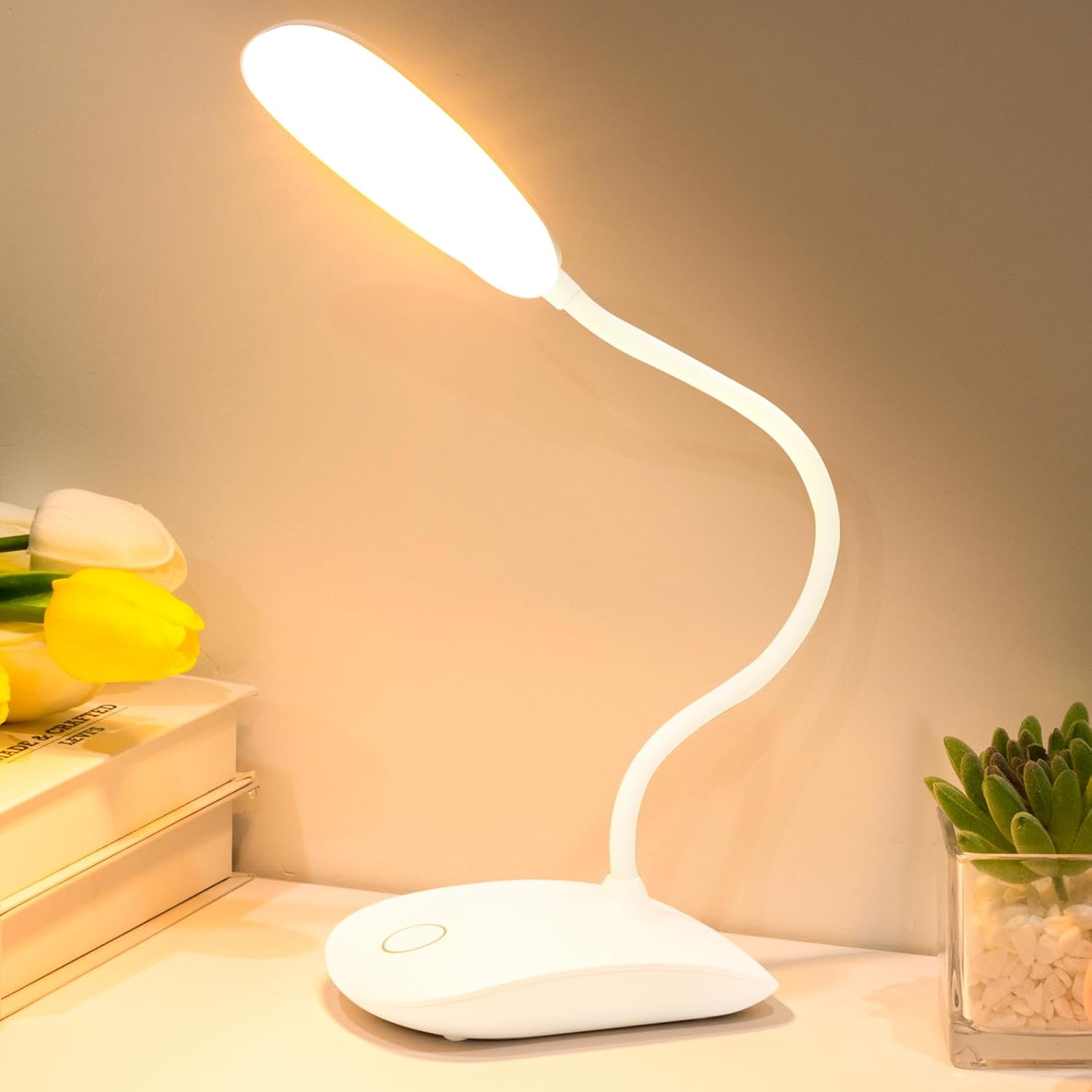 Portable Rechargeable Desk Lamp: 3 Color Modes, Touch Control Dimming