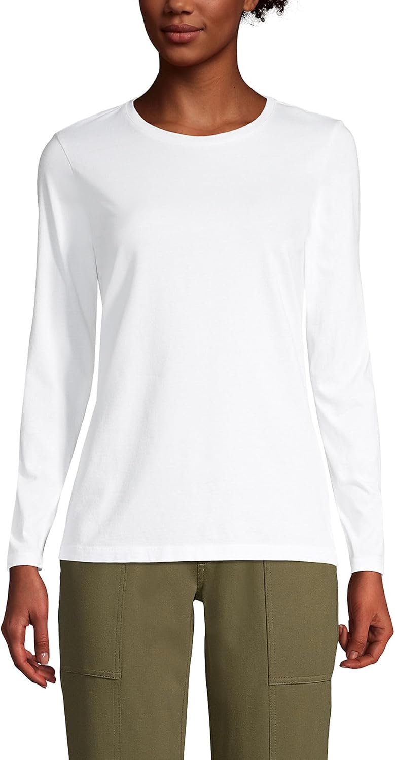 Relaxed Supima Cotton Long Sleeve Crew Neck T-Shirt for Women