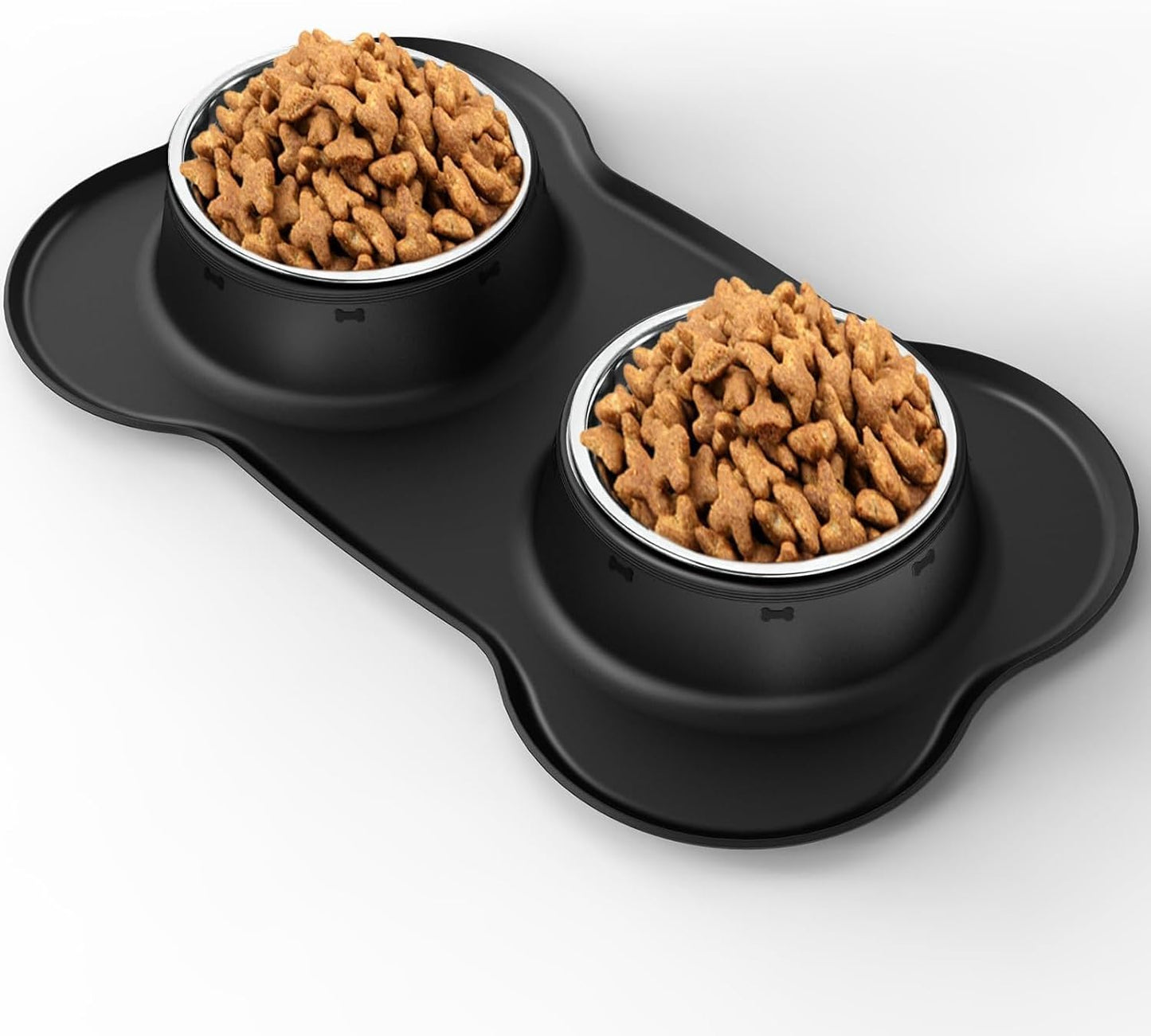 Pet Deluxe Stainless Steel Dog Bowls Set with Non-Skid Mat