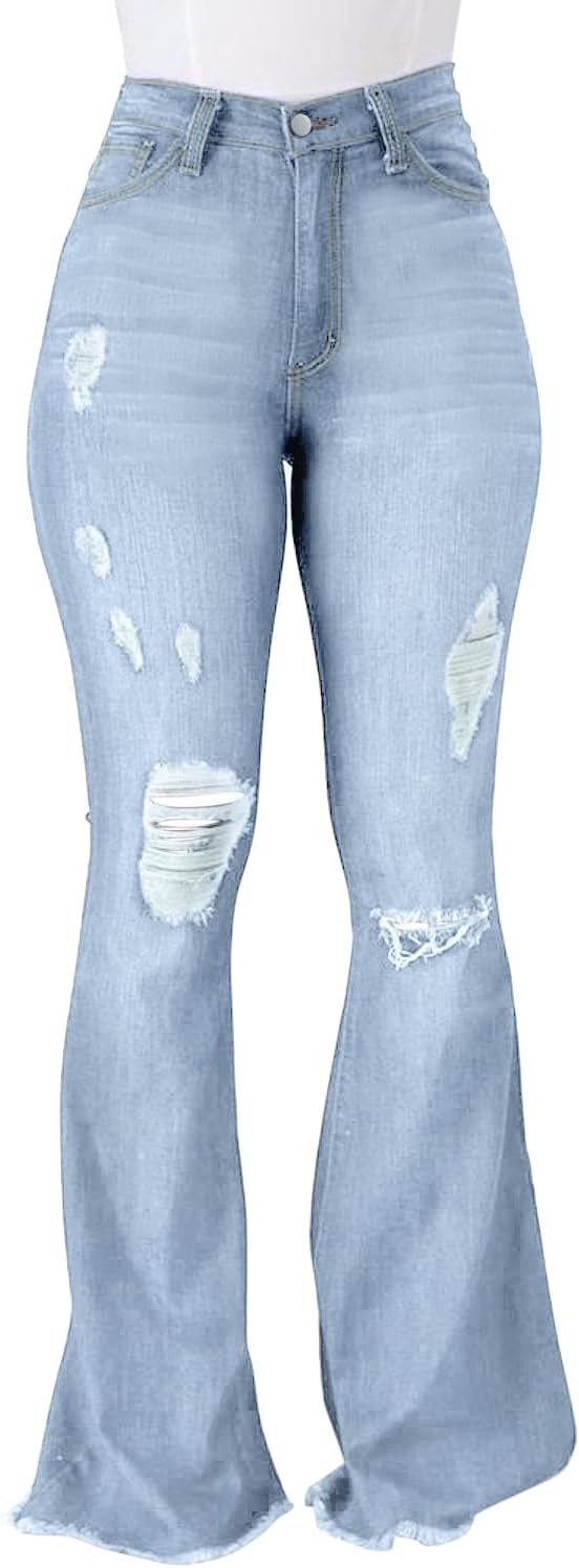 Vintage Bell Bottoms Flare Jeans for Women High Waist Ripped