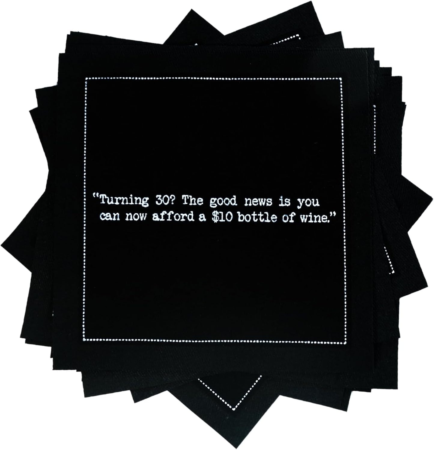 Five Star Napkins 30th Birthday Quotes Black Cotton Cocktail Napkins