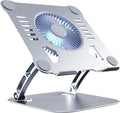 Silver Aluminum Laptop Cooling Stand with 3-Speed Fan - Ergonomic Lift