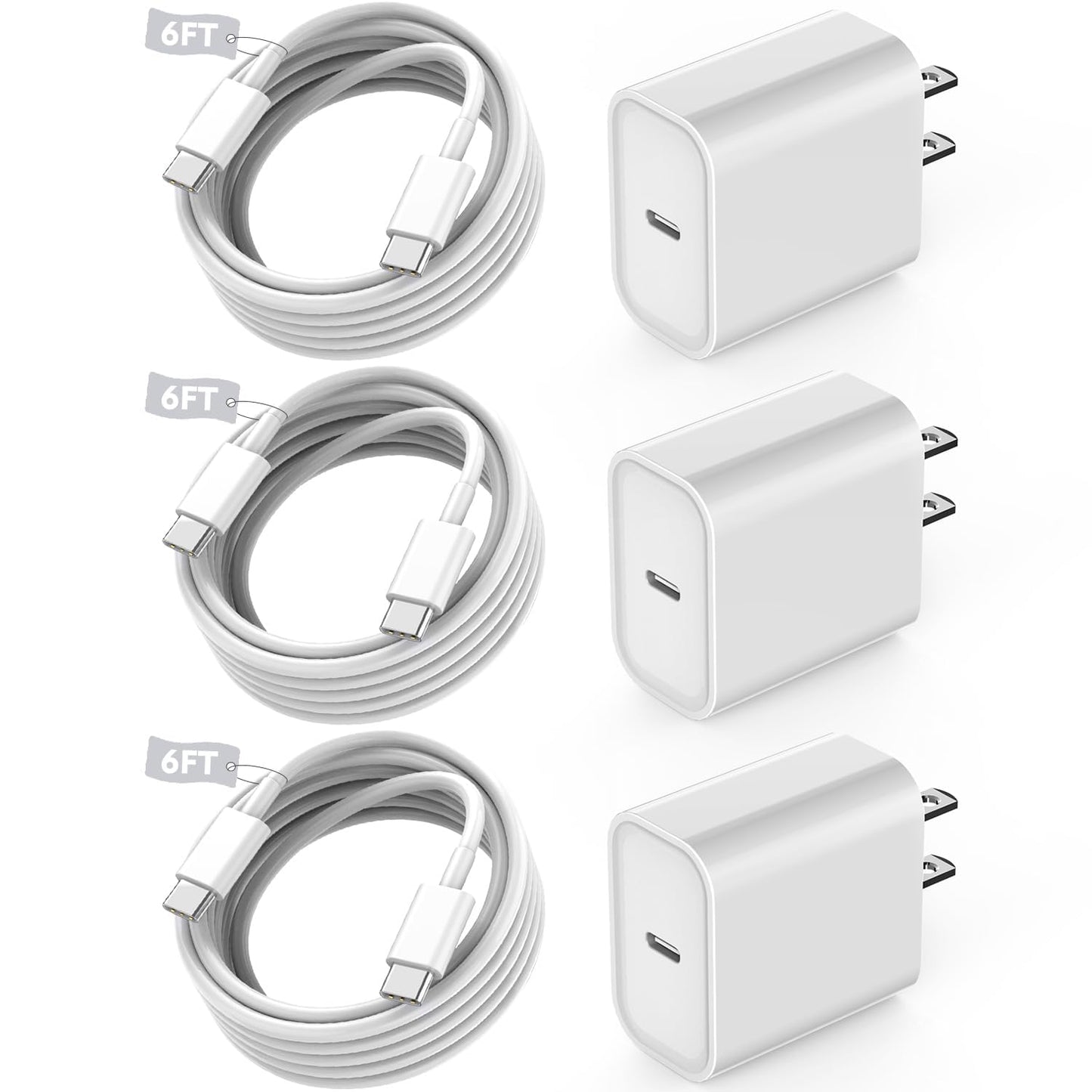 Quick Charge 3Pack USB-C Bundle: 20W Fast Charging!