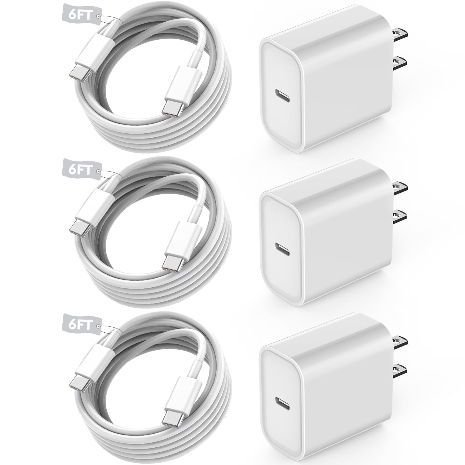 Quick Charge 3Pack USB-C Bundle: 20W Fast Charging!