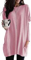 Womens Long Sleeve Pullover Tunic Top Dress - Cozy Layering Piece