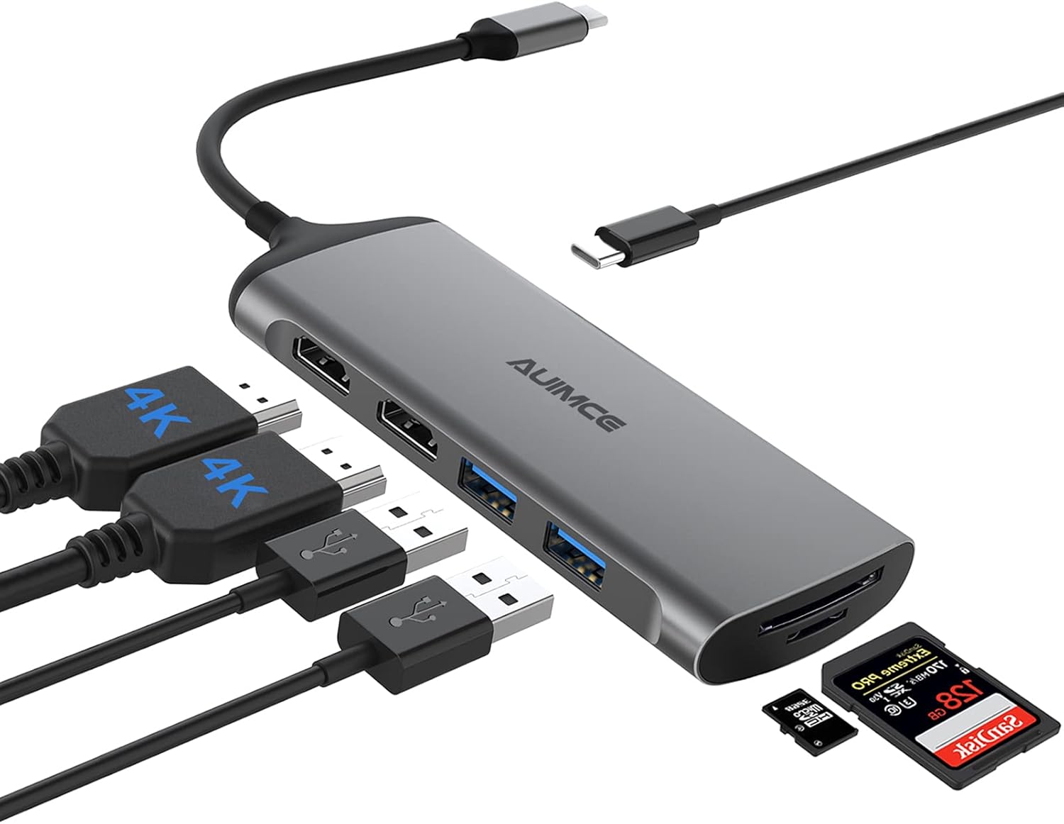 USB C Docking Station Dual Monitor with 4K HDMI Support