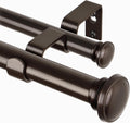 Double Curtain Rods 66 to 120 in Bronze - Heavy Duty Dual Rod