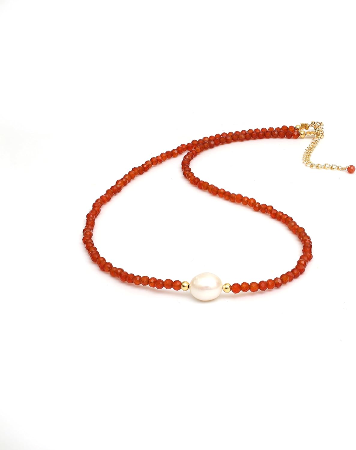 Gemstone Beaded Necklace with Freshwater Pearl for Women