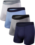 BAMBOO COOL Men's Underwear Boxer Briefs Fly 4 Pack - Comfortable