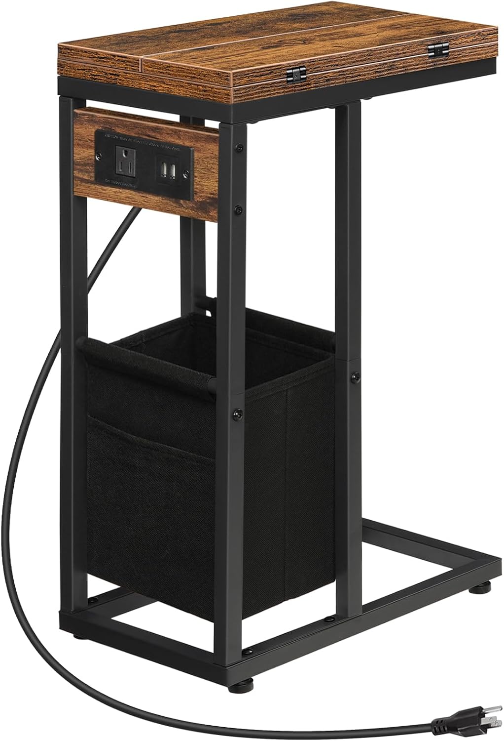 HOOBRO Foldable C Table with Charging Station