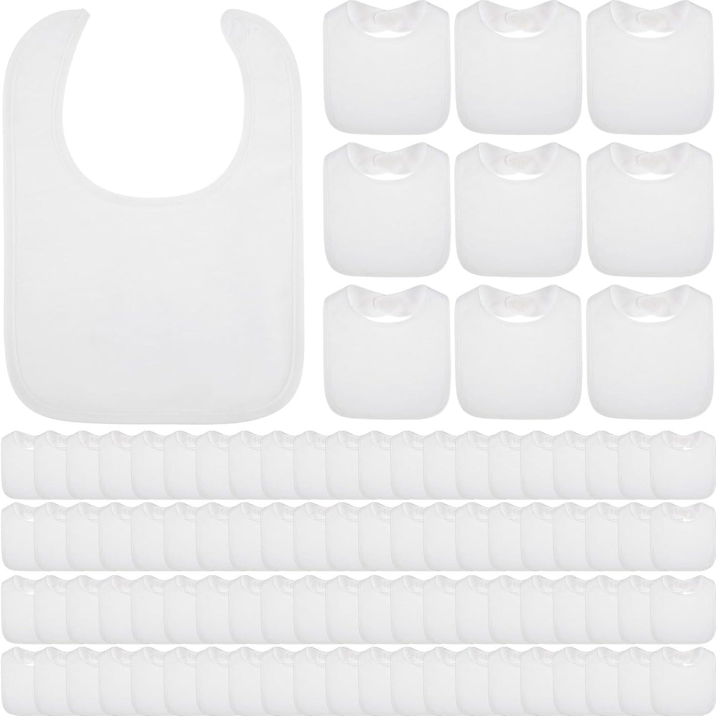 Toulite 100 Pcs White Bibs for Baby Washable Reusable Cotton