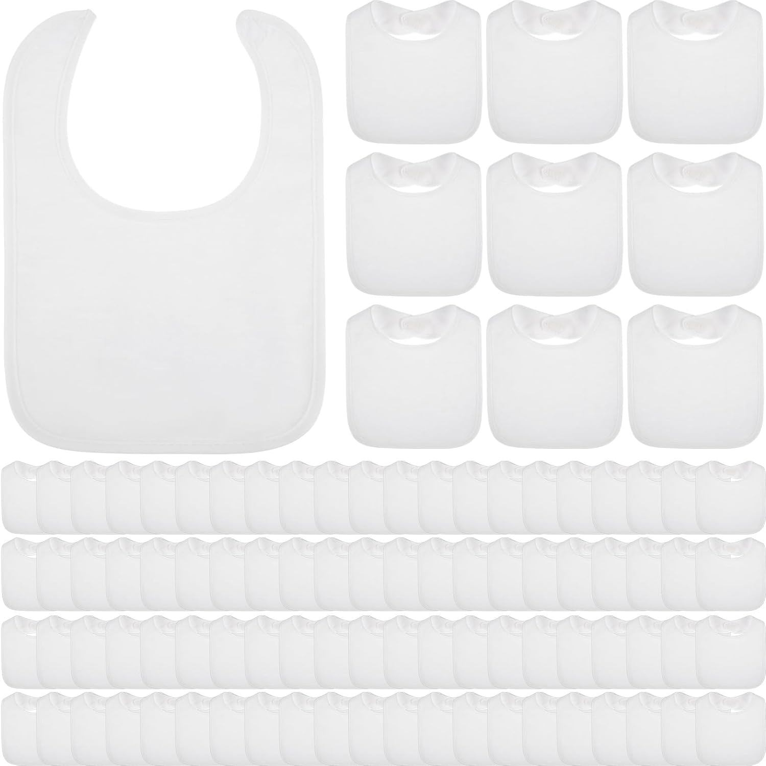 Toulite 100 Pcs White Bibs for Baby Washable Reusable Cotton