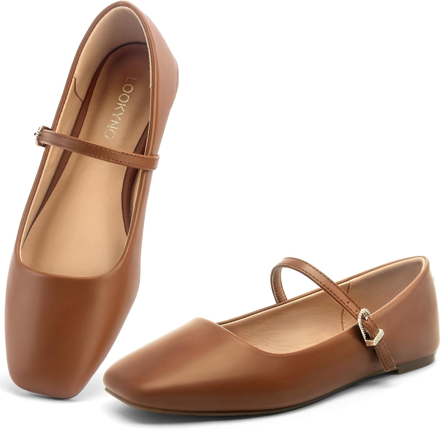 Womens Ballet Mary Jane Flats with Adjustable Strap for Comfort